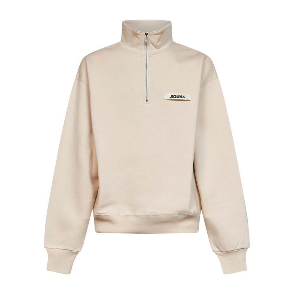Jacquemus Men Beige The Gros Grain Zipped-Rollneck Sweatshirt